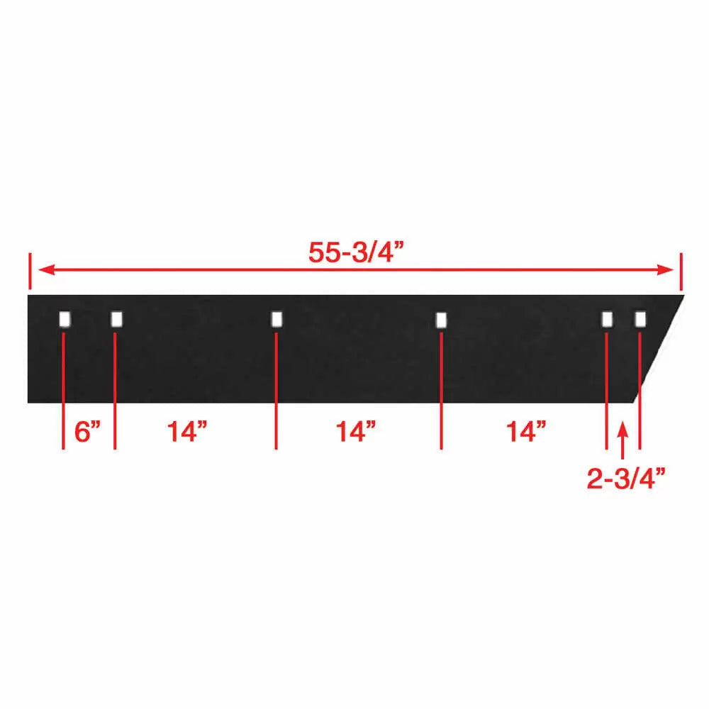 Western MVP 63678 V-Plow Cutting Edge – High Carbon Steel with Hardware dimensions and mounting hole pattern