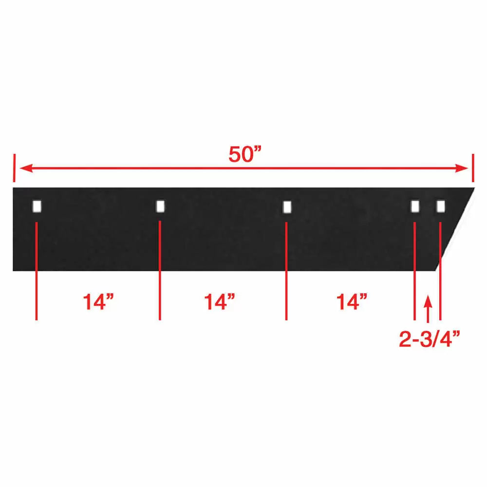 Western MVP 28407 1/2x6x25 V-Plow Cutting Edge – High Carbon Steel Top Punch with Hardware dimensions and mounting hole pattern
